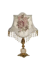 Antique Rose Silk Brass Lamp - Image 2
