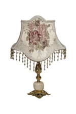 Antique Rose Silk Brass Lamp - Image 3