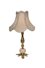 French Velvet Brass Table Lamp - Image 3