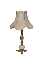 French Velvet Brass Table Lamp - Image 2