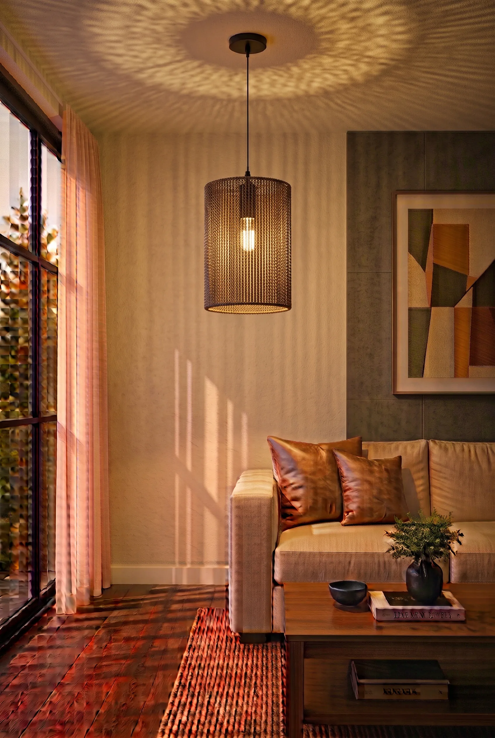 Gemini_Generated_Image_7eikbl7eikbl7eik_result002 Coffee Braided Rope Cylinder Pendant Light 15x25cm - Image 1