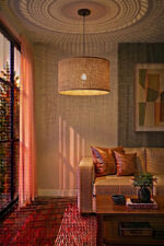 Organic Textured Fabric Drum Pendant 40cm