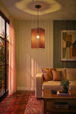 Bronze Braided Rope Square Pendant Light 15x15x25cm