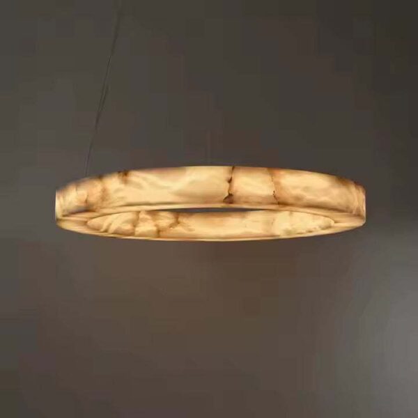 Modern Alabaster LED Ring Chandelier 60cm