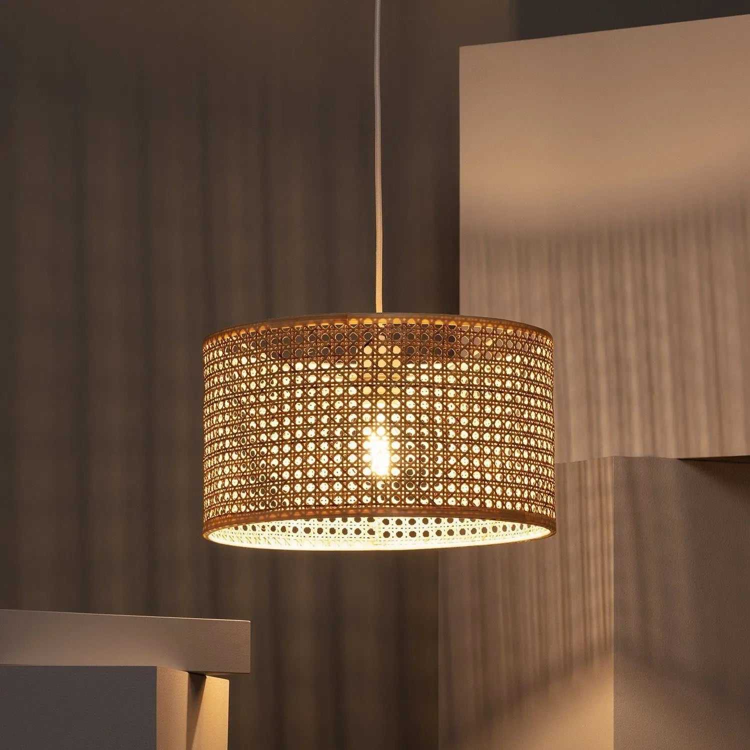 IMG-7318_793bc148-ded9-4683-9248-688d5735b370_1800x1800 Handwoven Natural Cane Drum Pendant 45x22cm - Image 1