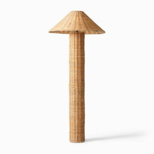 Organic Rattan and Bamboo Pillar Floor Lamp