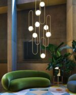 Modern Cascading U Frame Gold Chandelier 10 Lights