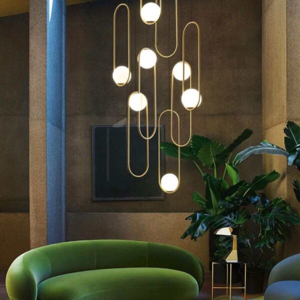 Modern Cascading U Frame Gold Chandelier 10 Lights